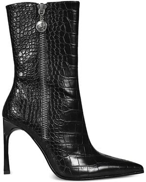 Versace Jeans Couture Pointed-Toe Crocodile-Effect Ankle Boots - Black