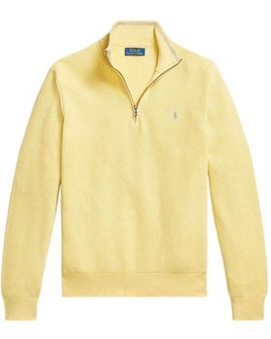 Polo Ralph Lauren Mesh-Knit Quarter-Zip Sweater - Yellow