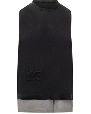 Y-3 ロゴエンボス ニットベスト - ブラック