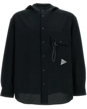 and wander Chest-Pocket Hooded Jacket - Black