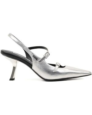 KARL LAGERFELD Buckle-Detail Slingback Court Shoes - White