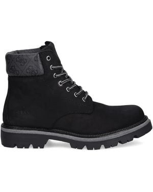 Guess Lace-up Logo Boots - Black