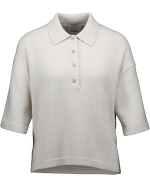 Allude Buttoned Polo Sweater - Gray