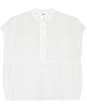 SOLOTRE Half-Buttoned Blouse - White