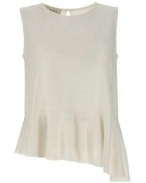 Kaos Ruffled Asymmetric-Hem Blouse - Natural