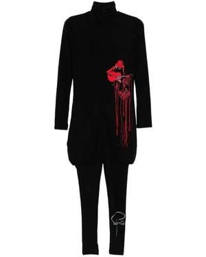 Yohji Yamamoto Grpahic-Embroidered Jumpsuit - Black