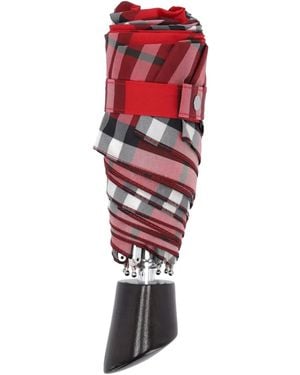 Burberry Checked Folding Umbrella - Red