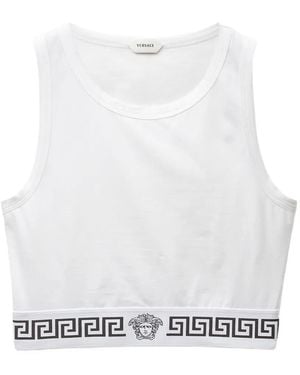 Versace Cotton-Jersey Crop Top - White