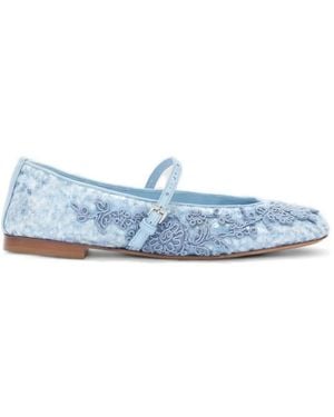 Ermanno Scervino Floral-Embellished Ballet Flats - Blue
