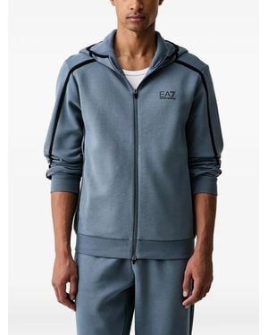 EA7 Logo-Print Zip-Up Tracksuit - Blue