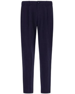 Herno Elasticated-Waist Bi-Stretch Wool Pants - Blue