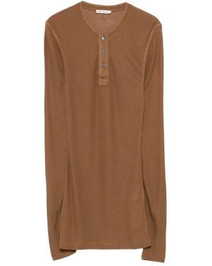 Ami Paris Geripptes Henley-Oberteil - Braun