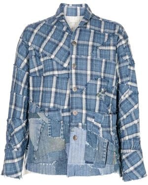 Greg Lauren Overhemd Met Patchwork - Blauw