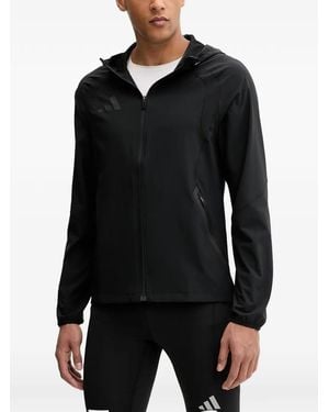 adidas Travel Hooded Logo-Print Jacket - Black