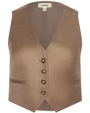 L'Agence Jianna Button-Up Vest - Brown