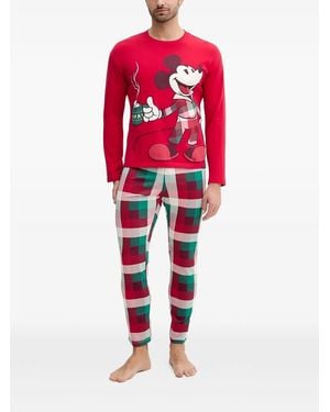 Benetton Pijama Estampado A Cuadros - Rojo