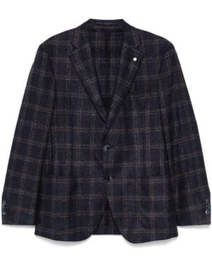 Luigi Bianchi Checked Blazer - Blue