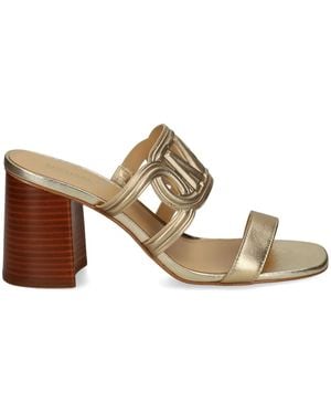 MICHAEL Michael Kors Logo-Patch Leather Sandals - Brown