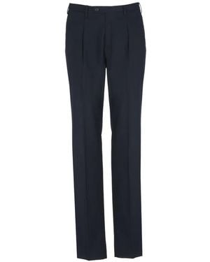 Incotex Pleated Straight-Leg Trousers - Blue