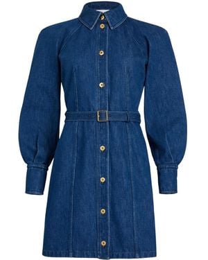Patou Denim Mini Shirt Dress - Blue