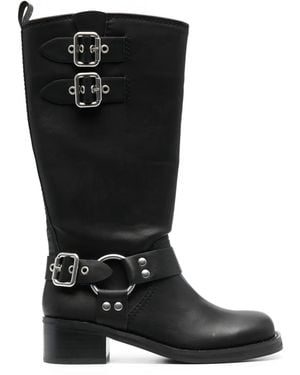Steve Madden Eastern レザーロングブーツ - ブラック