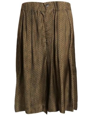 Uma Wang Geometric-Print Pleated Shorts - Green