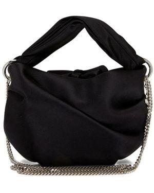 Jimmy Choo Ruched Satin Shoulder Bag - Black