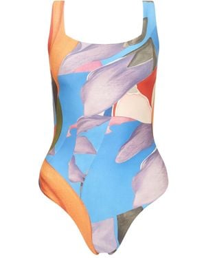 Donde Esteban Palenque Flores Square-Neck Swimsuit - Blue
