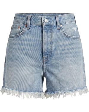 Calvin Klein Frayed-Hem Denim Shorts - Blue