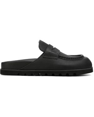 Naked Wolfe Cord Pebble-Embossed Penny-Strap Slides - Black