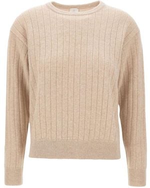 Eleventy Geribbelde Sweater Met Ronde Hals - Naturel