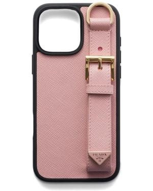 Prada Saffiano Leather Case For Iphone 16 Pro Max - Pink