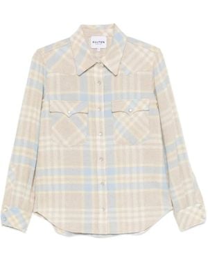 Kujten Camisa Lumber A Cuadros Con Botones - Blanco