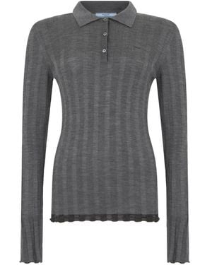 Prada Wool Polo Jumper - Grey