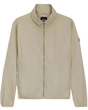 BOSS Zip-Up Funnel-Neck Jacket - Natural
