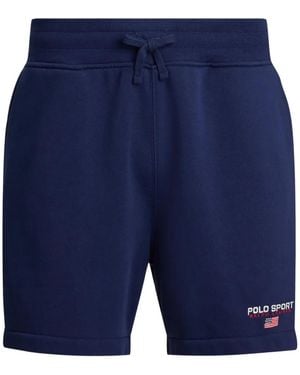 Polo Ralph Lauren Relaxed-Fit Cotton Blend Fleece 15Cm Polo Sport Shorts With Embroidered Logo - Blue