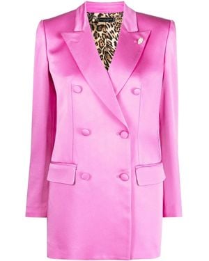 Philipp Plein Double-Breasted Satin Blazer - Pink