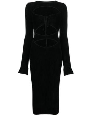 ANDREADAMO Cut-Out Ribbed Midi Dress - Black