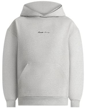 Manière De Voir Ollie Logo-Embroidery Relaxed-Fit Marl Hoodie - Gray