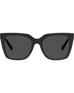 Love Moschino Heart-Plaque Square-Frame Sunglasses - Black