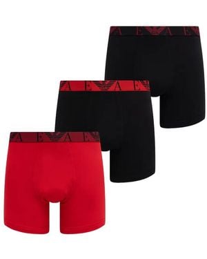 Emporio Armani Logo-Waistband Boxers (Set Of Three) - Red
