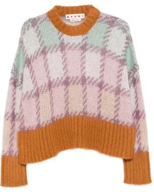 Marni Karierter Pullover Aus Mohairwolle - Pink