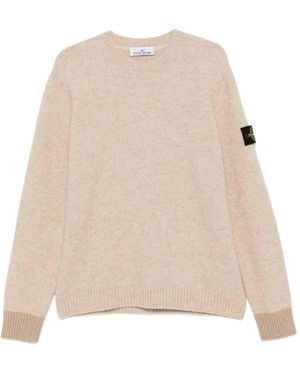 Stone Island Logo-Patch Long-Sleeve Sweater - Natural