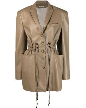 The Mannei Irbid Leather Blazer Dress - Natural