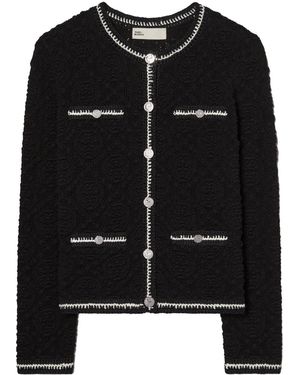 Tory Burch Cardigan Kendra Con Logo - Nero