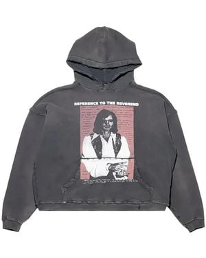 Enfants Riches Deprimes Reverend Distressed Graphic-Print Hoodie - Grey