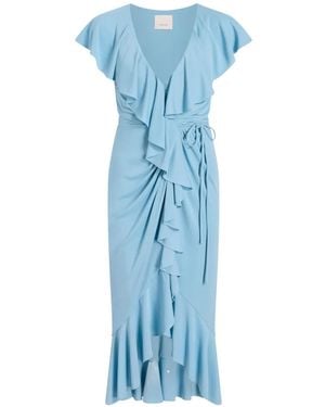 Cinq À Sept Robe Asymétrique Malak À Volants - Blue