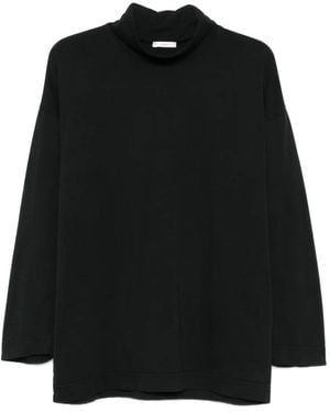 Haikure High-Neck Cotton Top - Black
