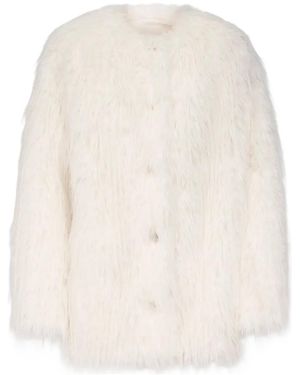 Loulou de Saison Faux-Fur Collarless Coat - White