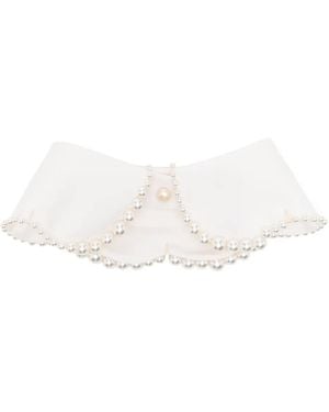 Dice Kayek Pearl Embellished Collar - White